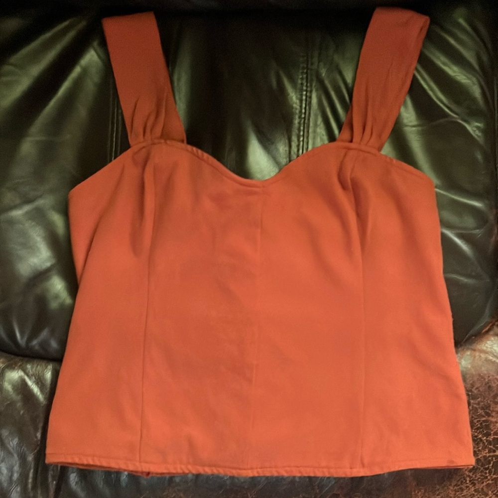 Abercrombie & Fitch Burnt Orange Smocked Corset Tank, Medium